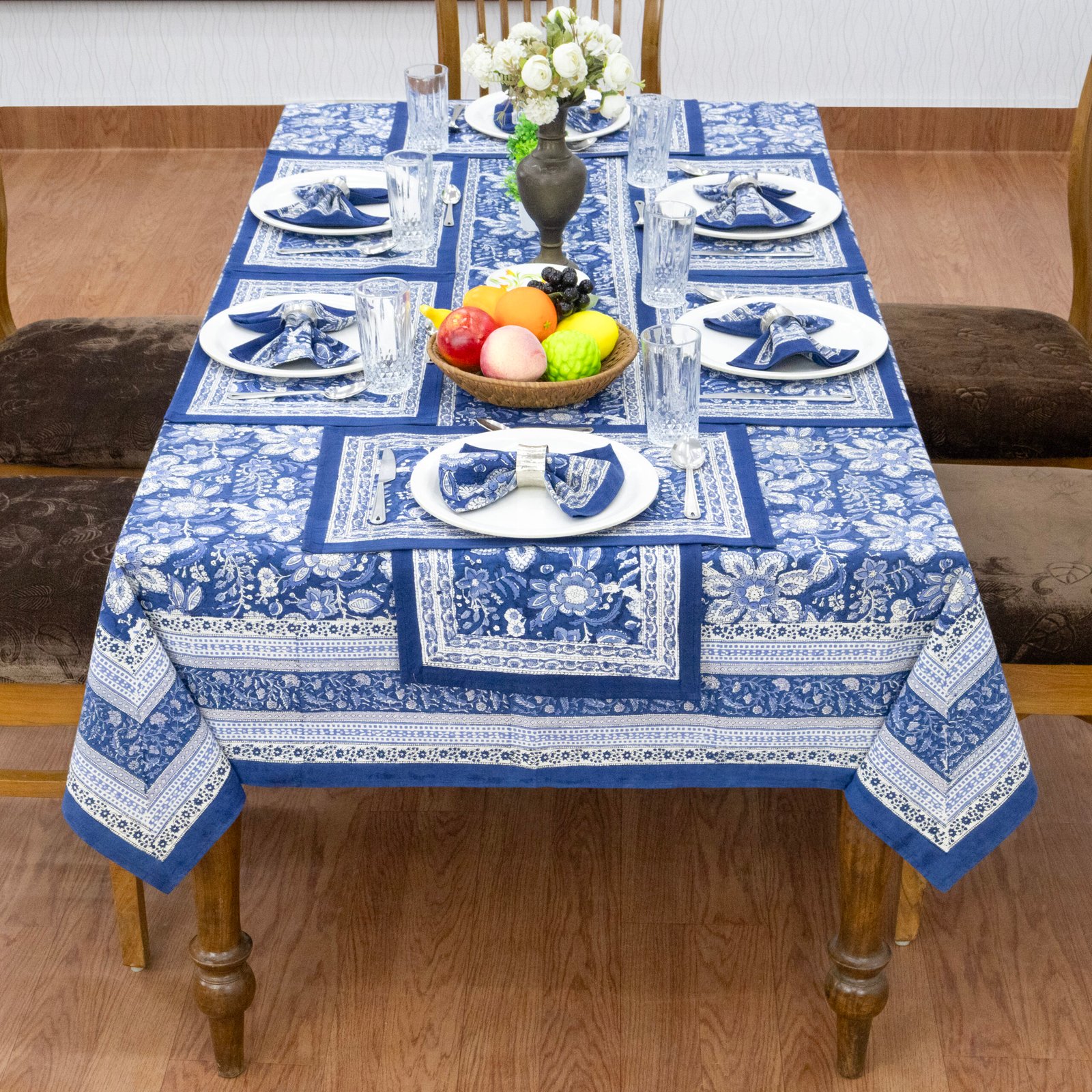 handmade cotton block printed table runner sustainable dining table decor