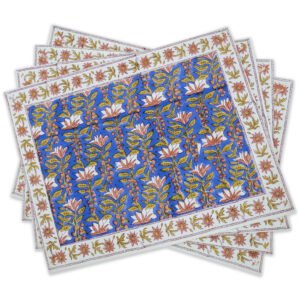 reusable handmade cotton placemats block printed dining table mats set