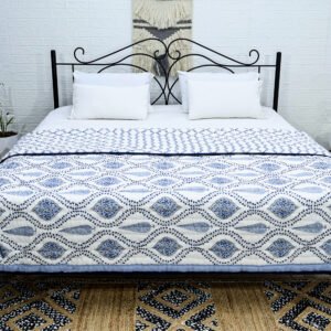 handmade organic cotton block printed quilt luxury bedspread