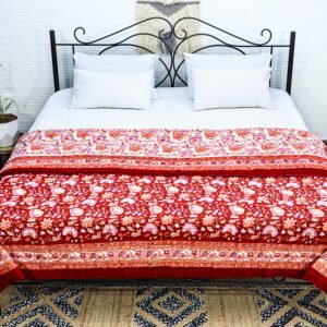 handmade organic cotton block printed quilt luxury bedspread