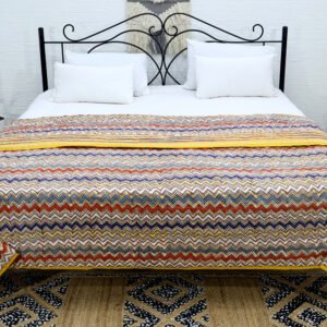 handmade organic cotton block printed quilt luxury bedspread