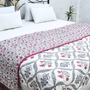 handmade organic cotton block printed quilt luxury bedspread